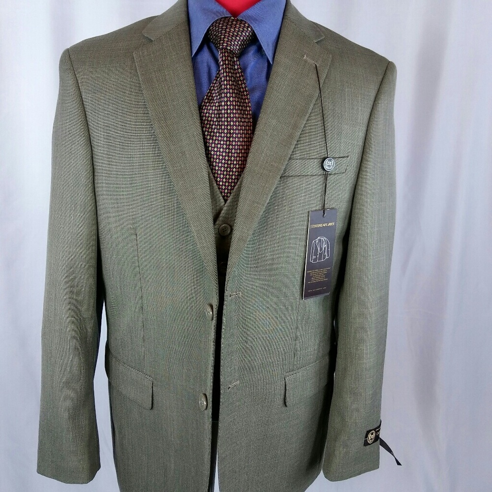 Caravelli5 3 Piece Suit Oxford SBx2 Tan 38S 2btn - Picture 5 of 6